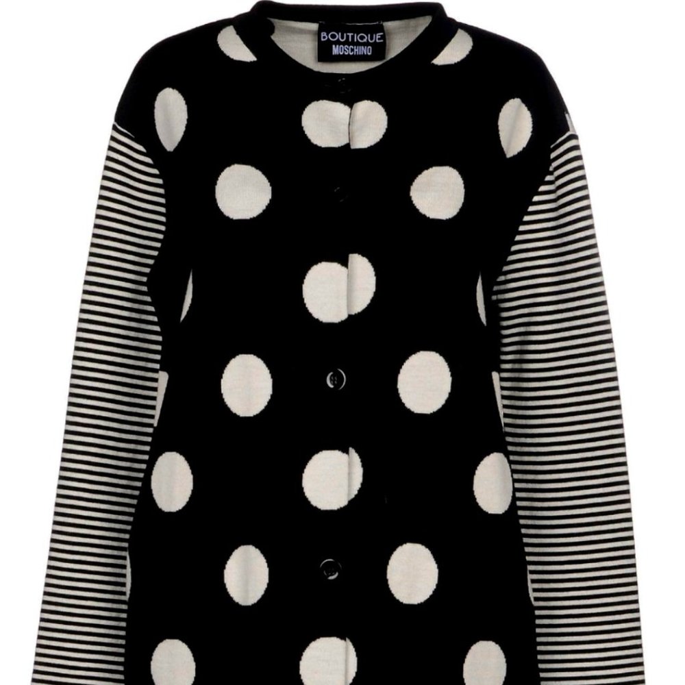 Boutique Moschino knitted, polka dots, round collar, lightweight sweater